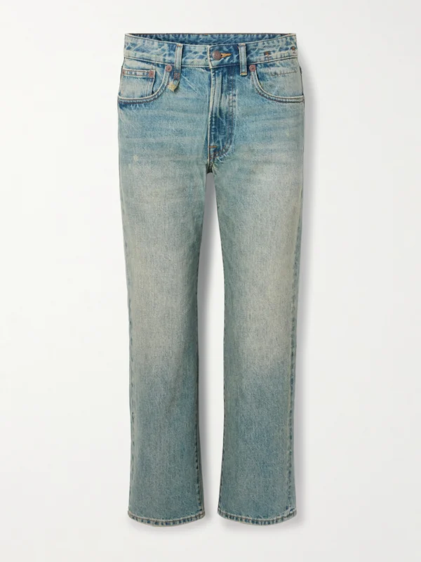 R13 Romeo Jean Slim Boyfriend Distressed Low-rise Straight-leg Jeans