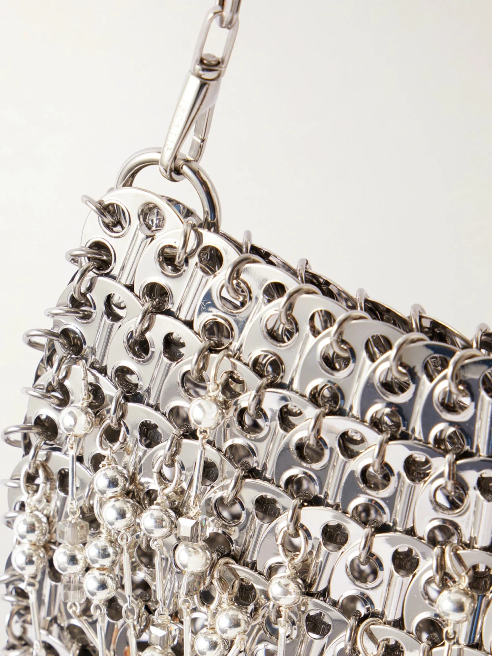 Close-up detail of the Rabanne 1969 Beaded Chainmail Shoulder Bag