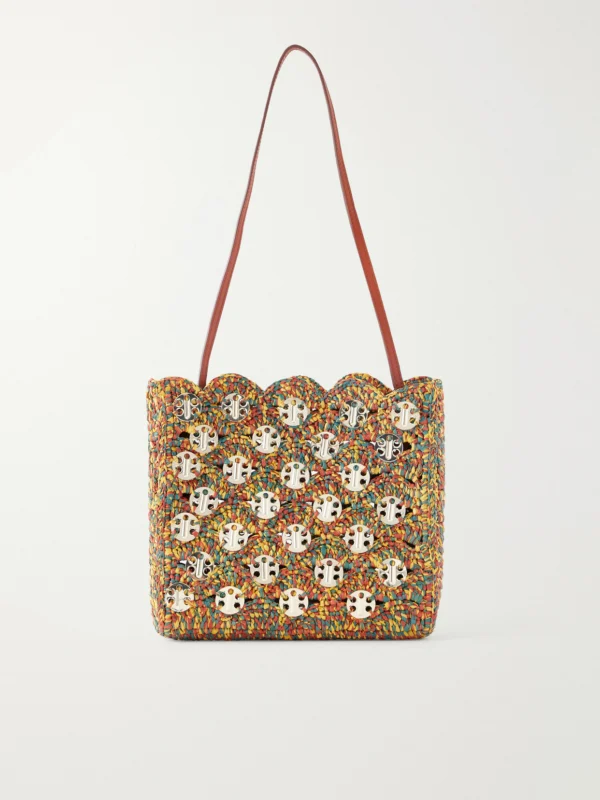 Rabanne 1969 Embellished Raffia Shoulder Bag