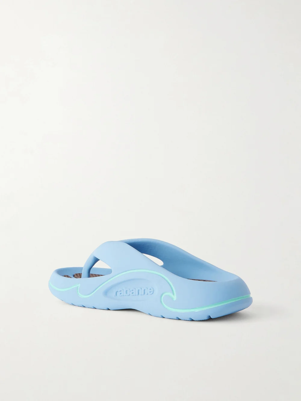 Back view of the Rabanne 3d Logo-embossed Thong Sandals