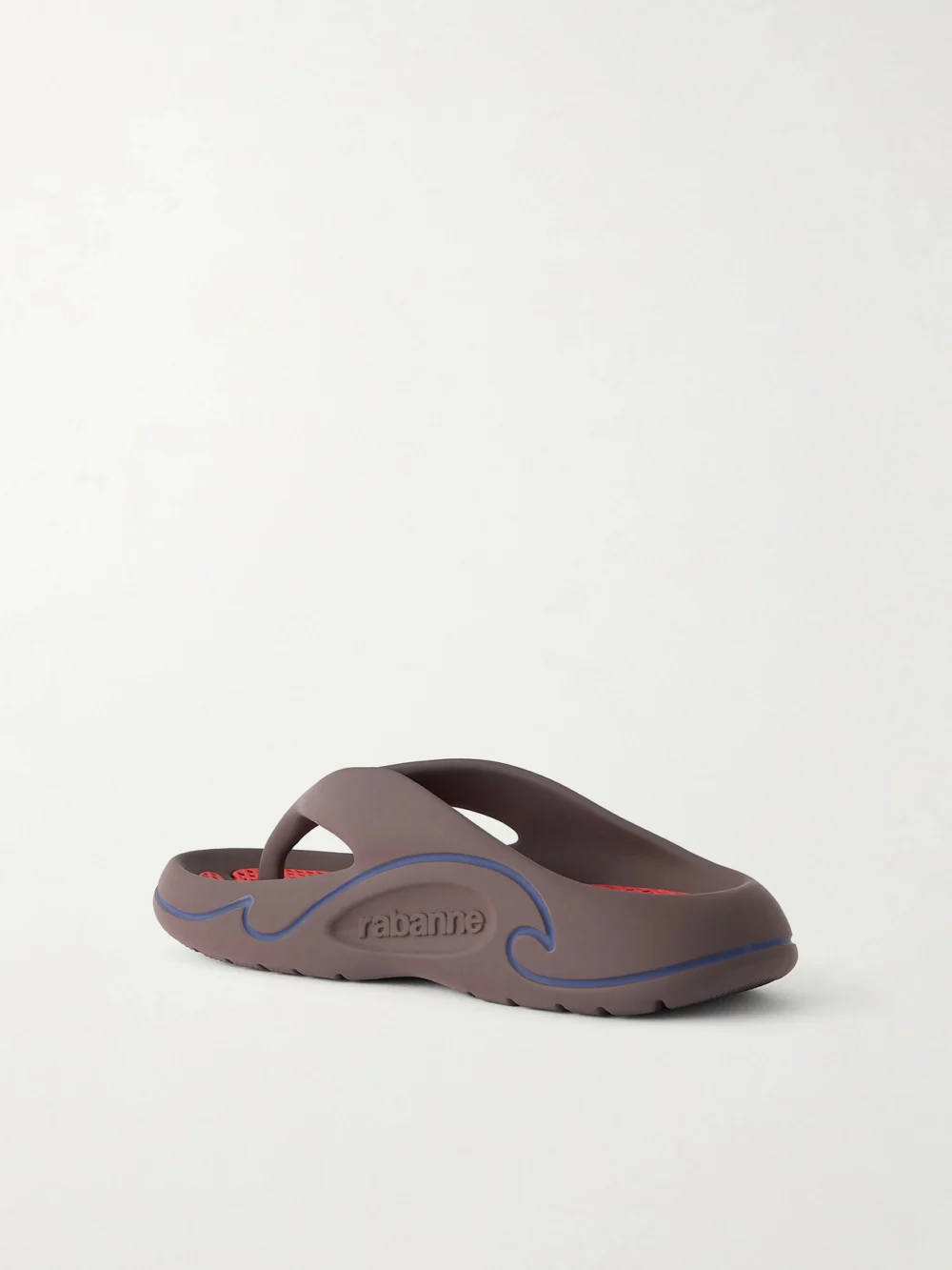 Back view of the Rabanne 3d Logo-embossed Thong Sandals