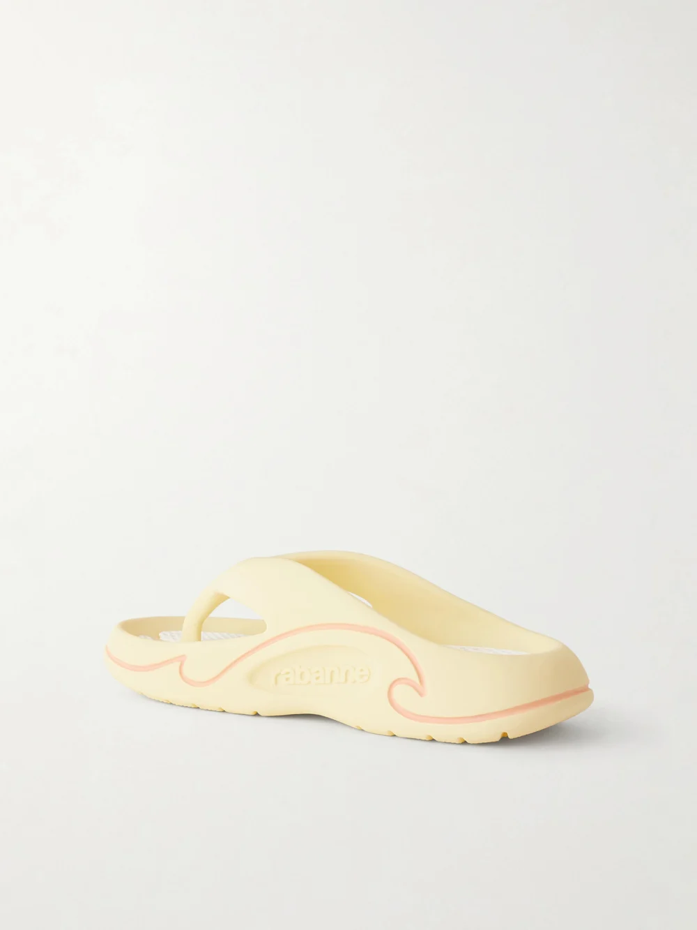 Back view of the Rabanne 3d Logo-embossed Thong Sandals