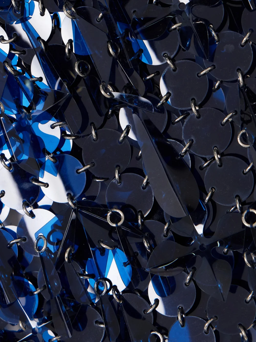 Close-up detail of the Rabanne Assemblage Sequined Mini Skirt