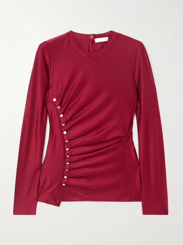 Rabanne Button-detailed Gathered Jersey Top