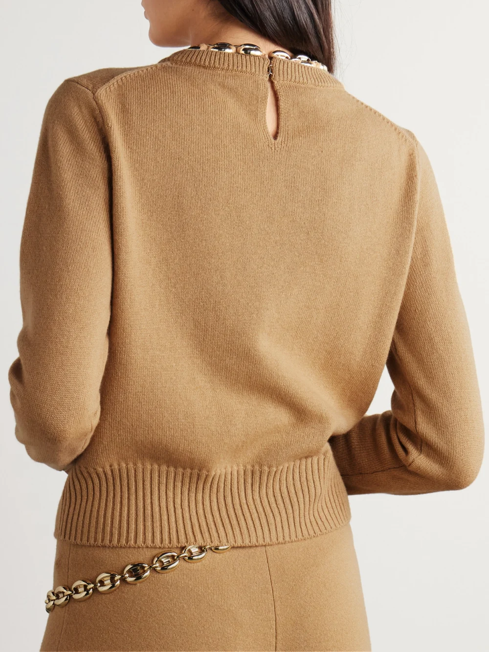 Back view of the Rabanne Chainmail-embellished Wool and Cashmere-blend Sweater