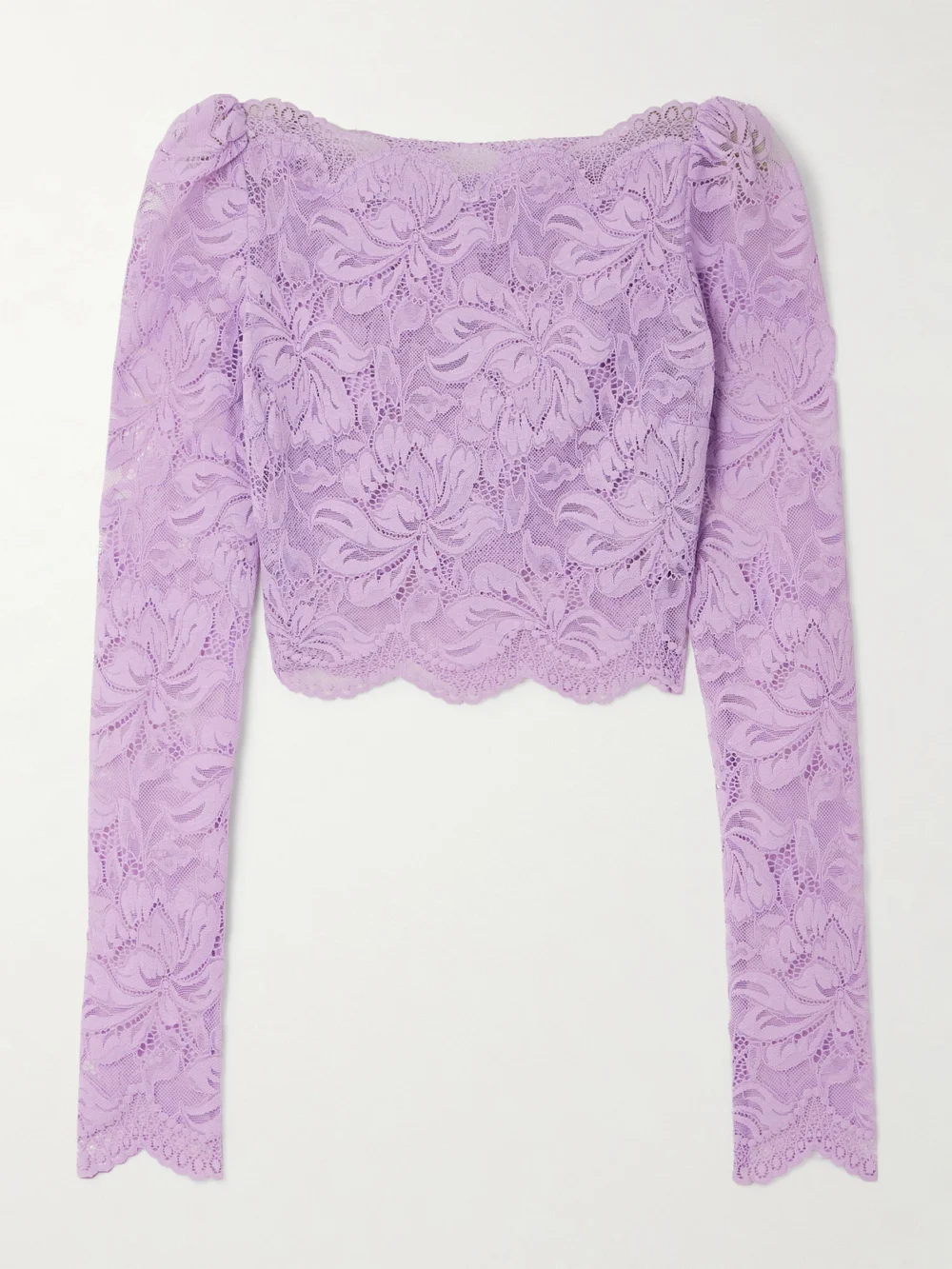 Rabanne Cropped Guipure Lace Top in lilac