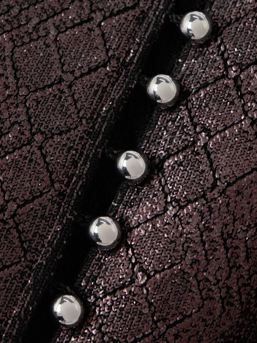 Close-up detail of the Rabanne Cropped Metallic Jacquard-knit Cardigan