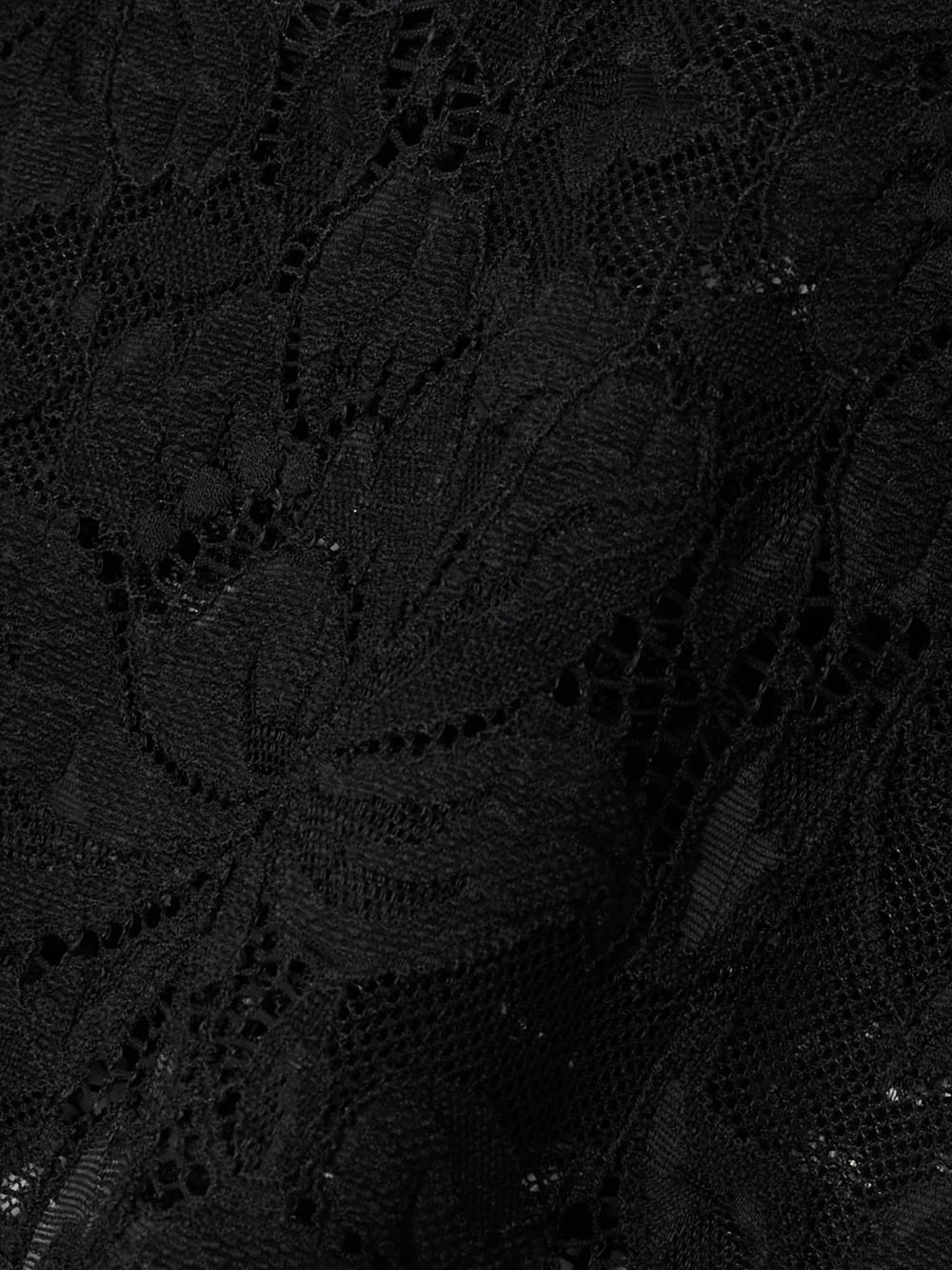 Close-up detail of the Rabanne Cropped Scalloped Stretch-lace Top
