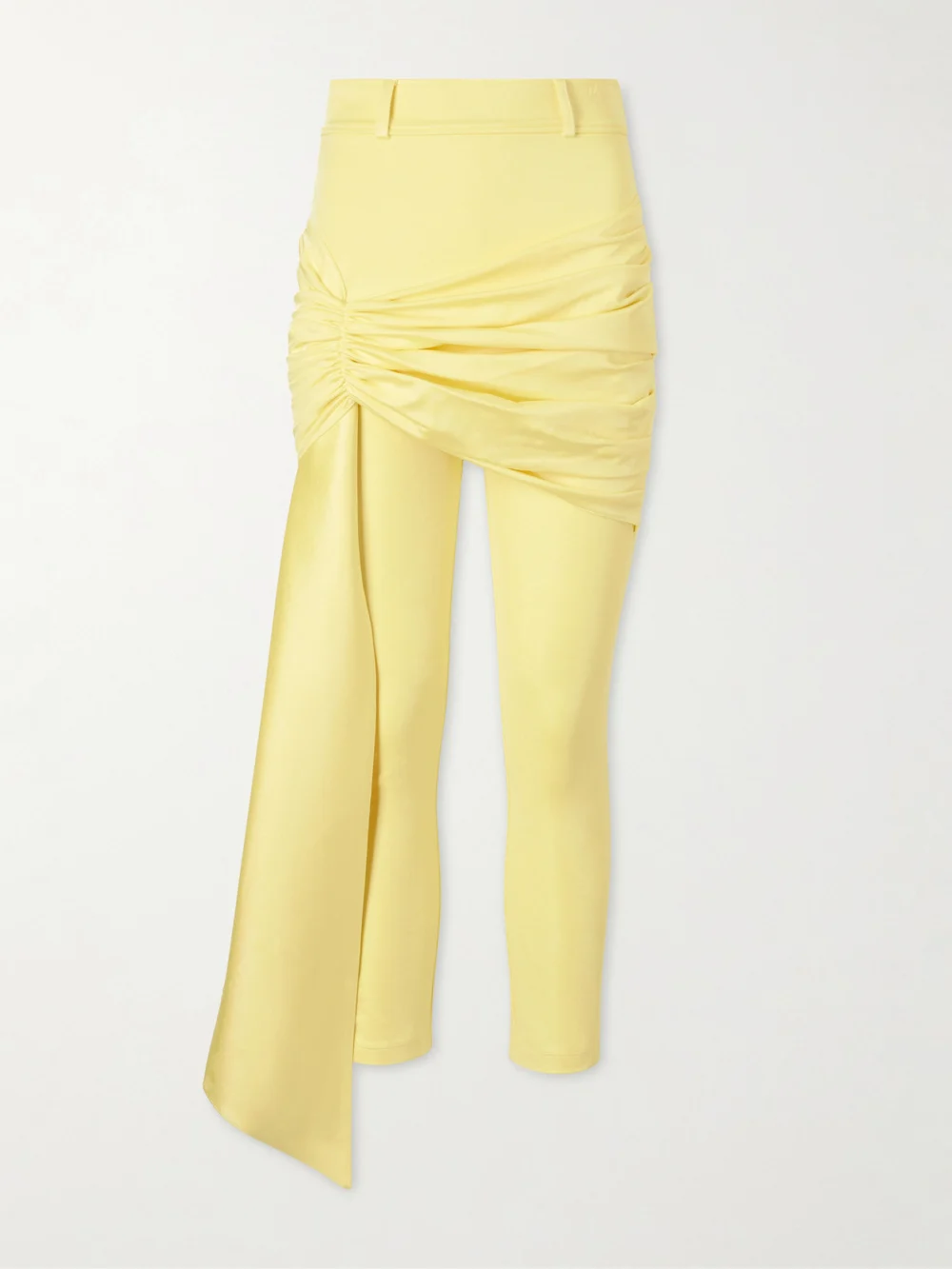 Rabanne Cropped Tie-detailed Stretch-jersey Pants in yellow