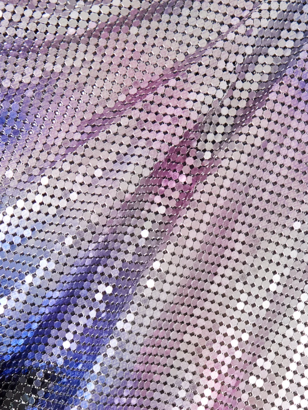 Close-up detail of the Rabanne Dégradé Chainmail Mini Skirt