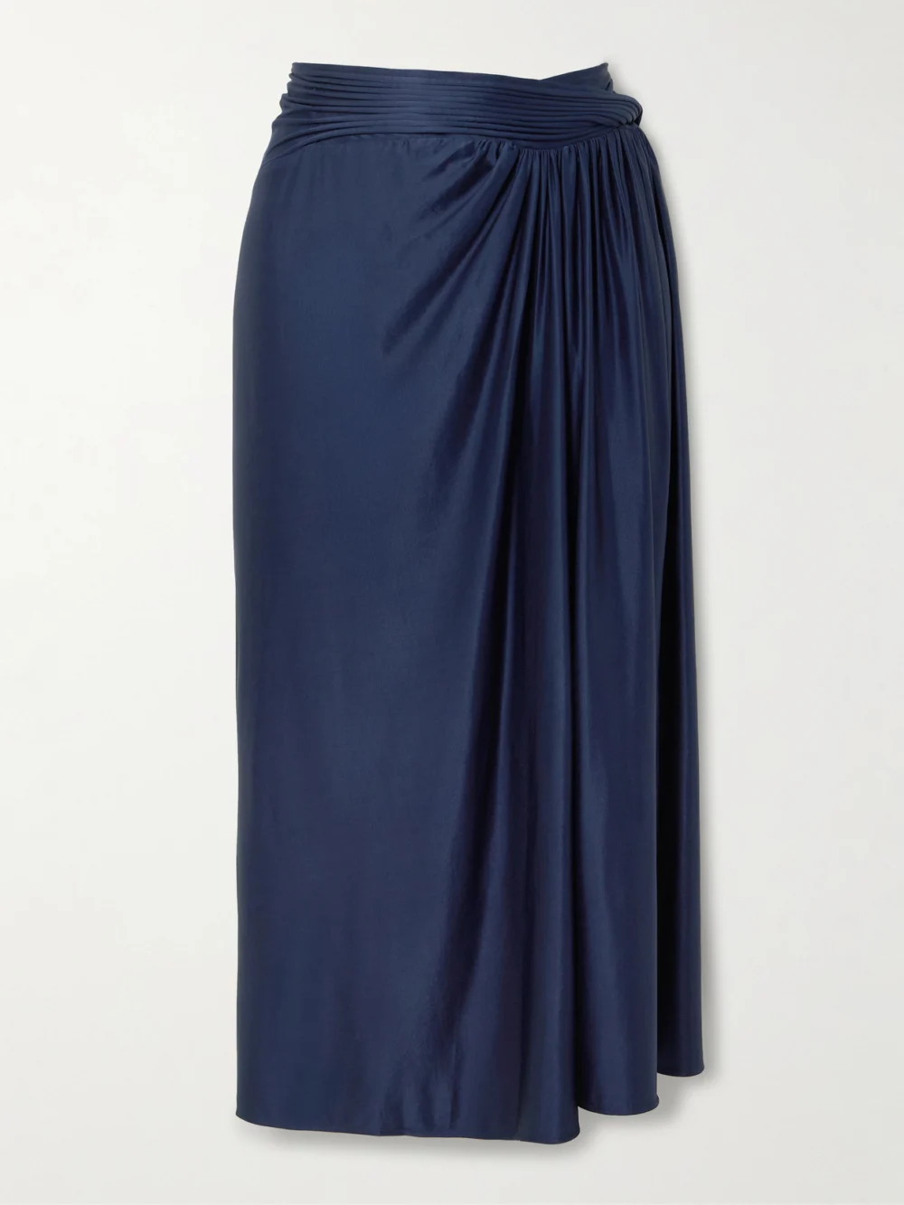 Rabanne Draped Satin-jersey Midi Skirt in navy