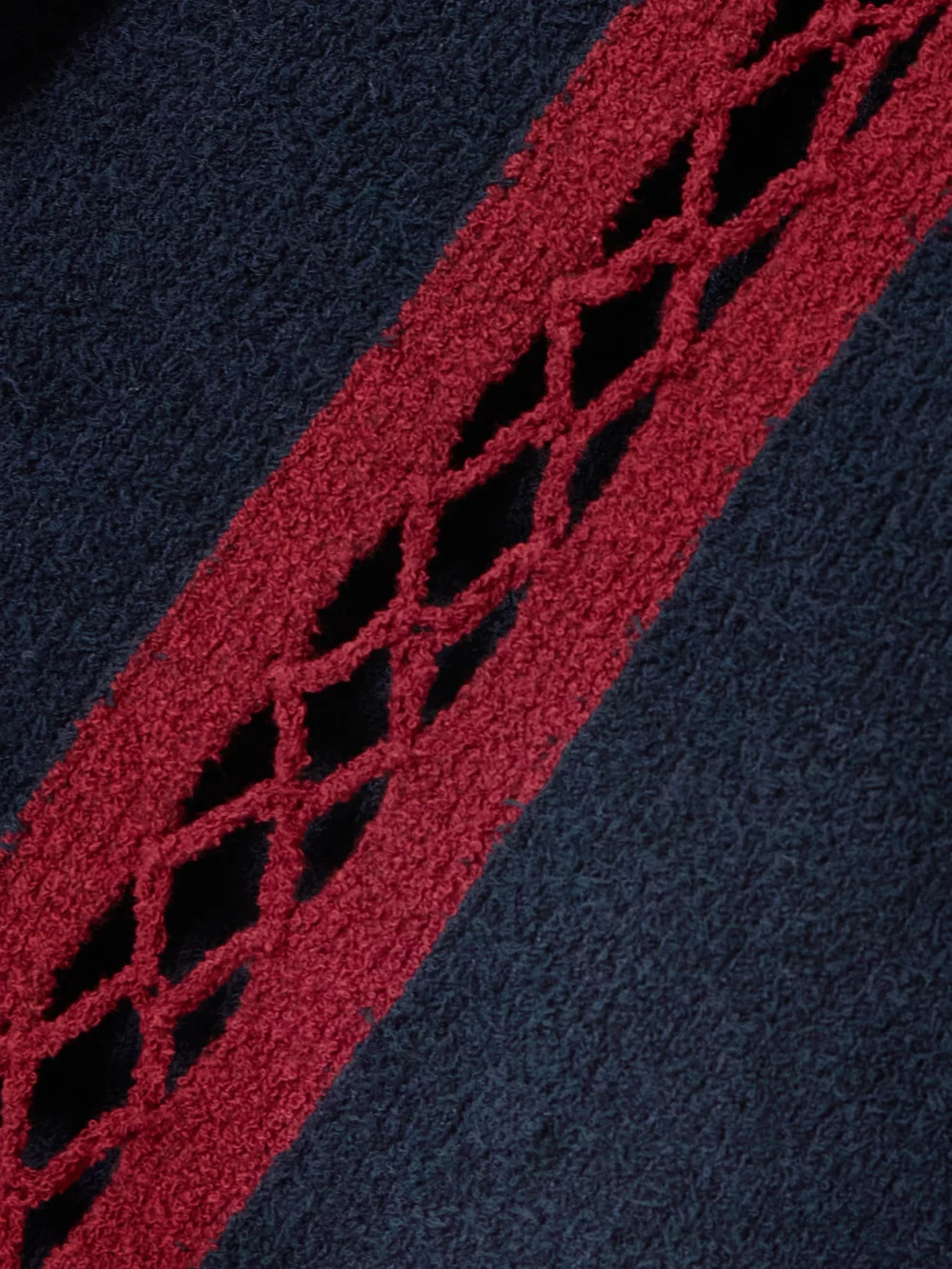 Close-up detail of the Rabanne Embellished Crochet-trimmed Cotton-blend Chenille Maxi Dress