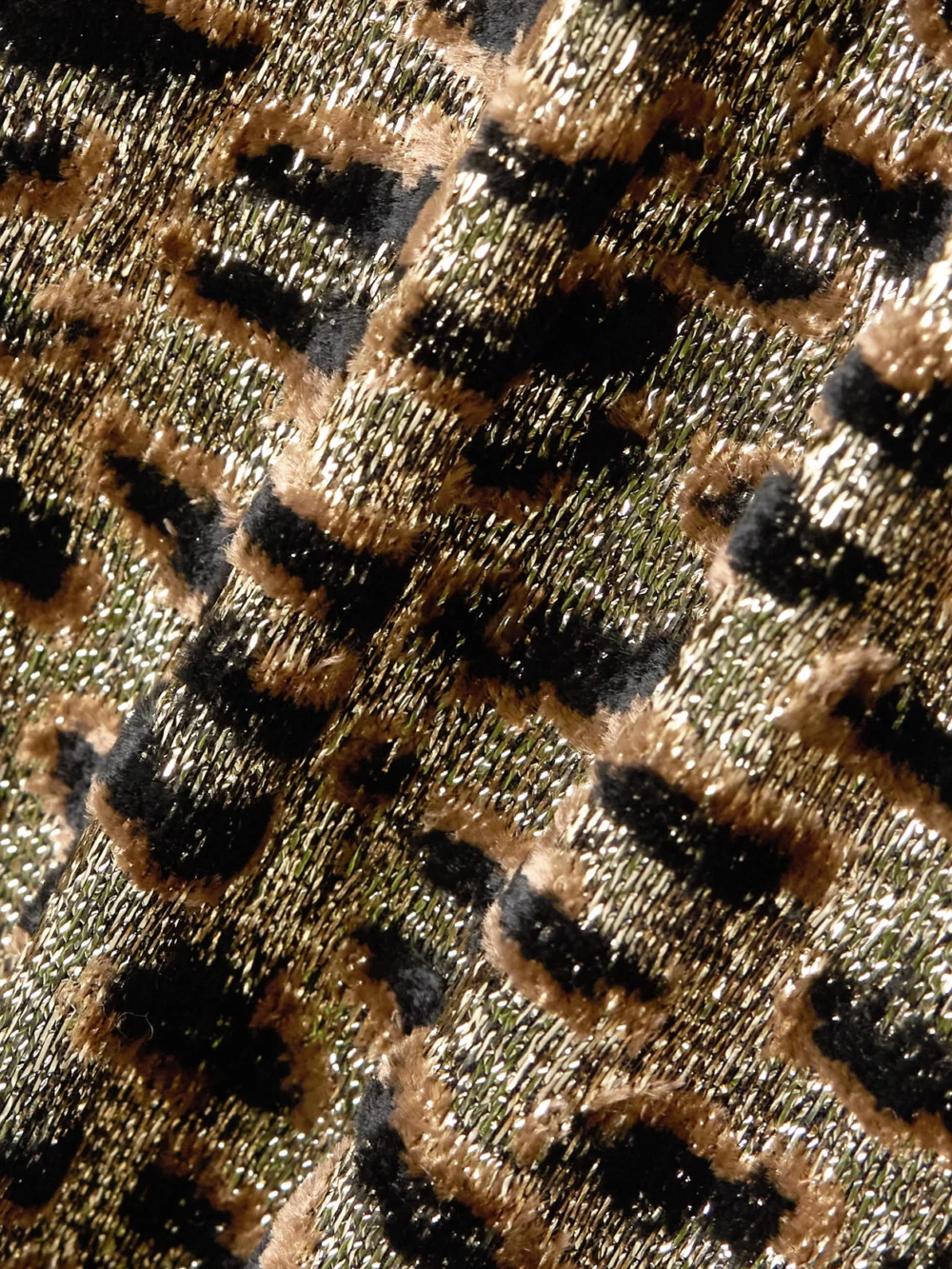 Close-up detail of the Rabanne Embellished Leopard-print Fil Coupé Lamé Maxi Dress