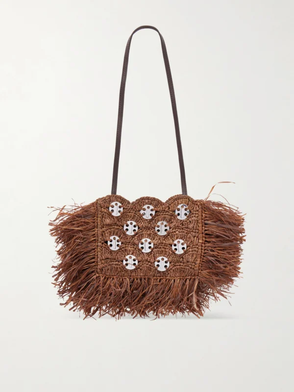 Rabanne Embellished Raffia Shoulder Bag