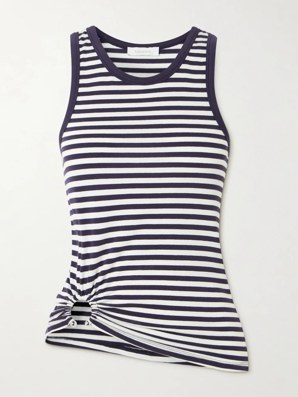 Rabanne Embellished Striped Cotton-blend Jersey Tank in white