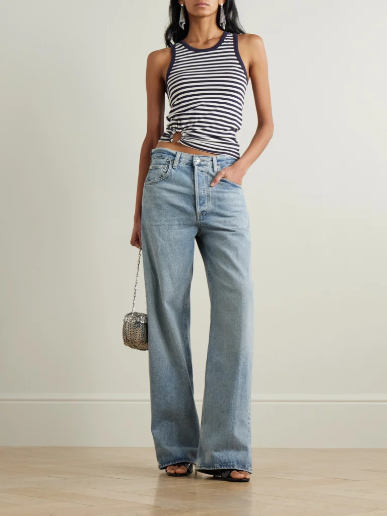 Rabanne Embellished Striped Cotton-blend Jersey Tank