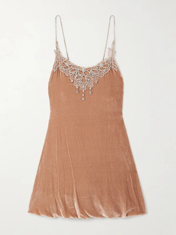 Rabanne Embellished Velvet Mini Dress