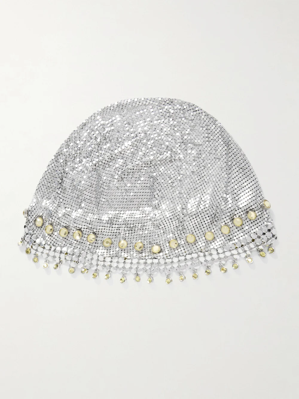 Rabanne Fringed Crystal-embellished Silver-tone Chainmail Hat