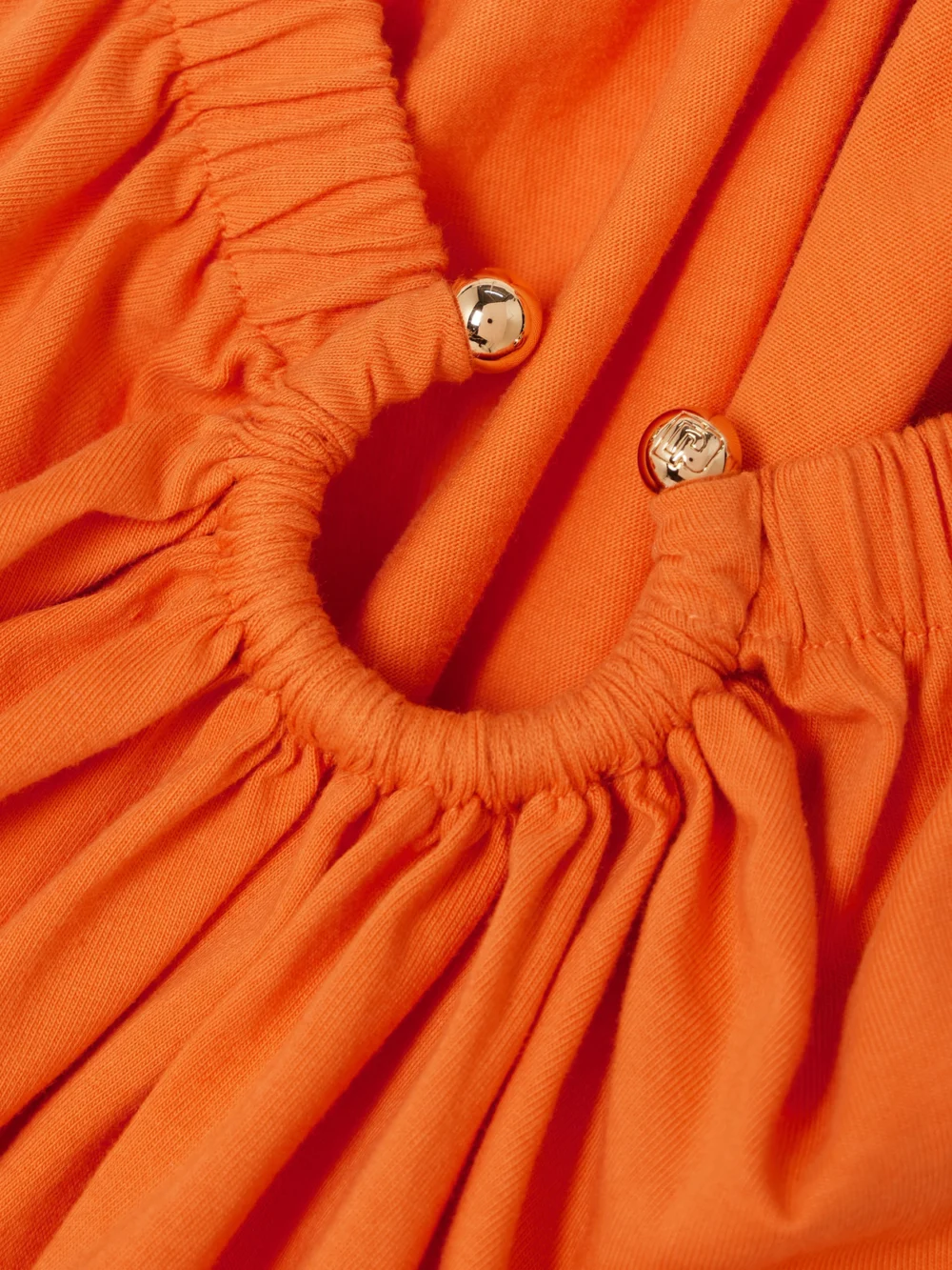 Close-up detail of the Rabanne Fringed Embellished Gathered Cotton-jersey Midi Skirt