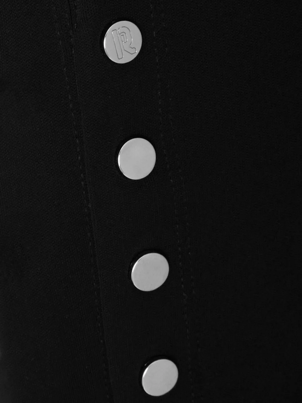 Close-up detail of the Rabanne Gathered Embellished Jersey Midi Dress
