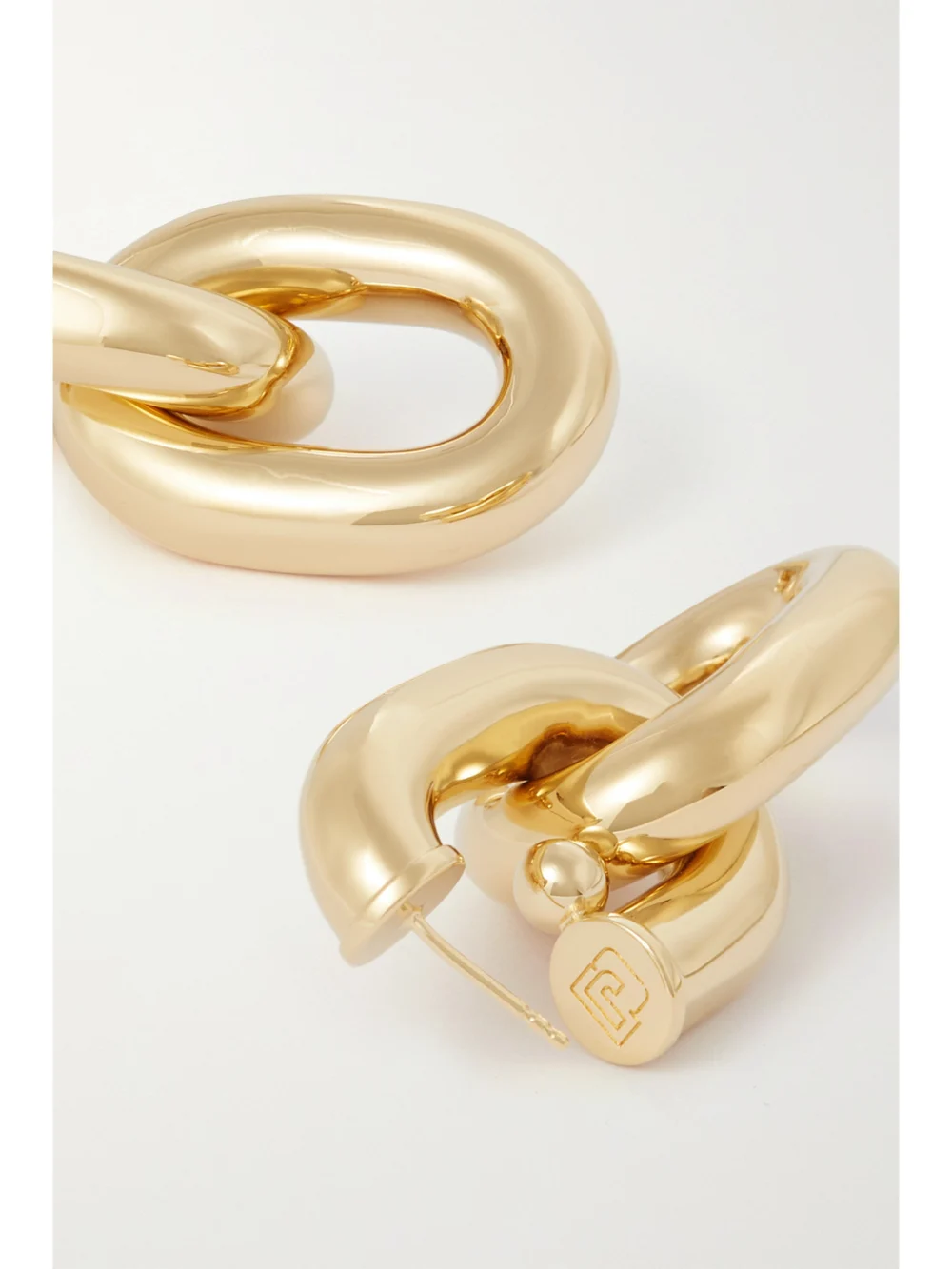 Close-up detail of the Rabanne Gold-tone Earrings