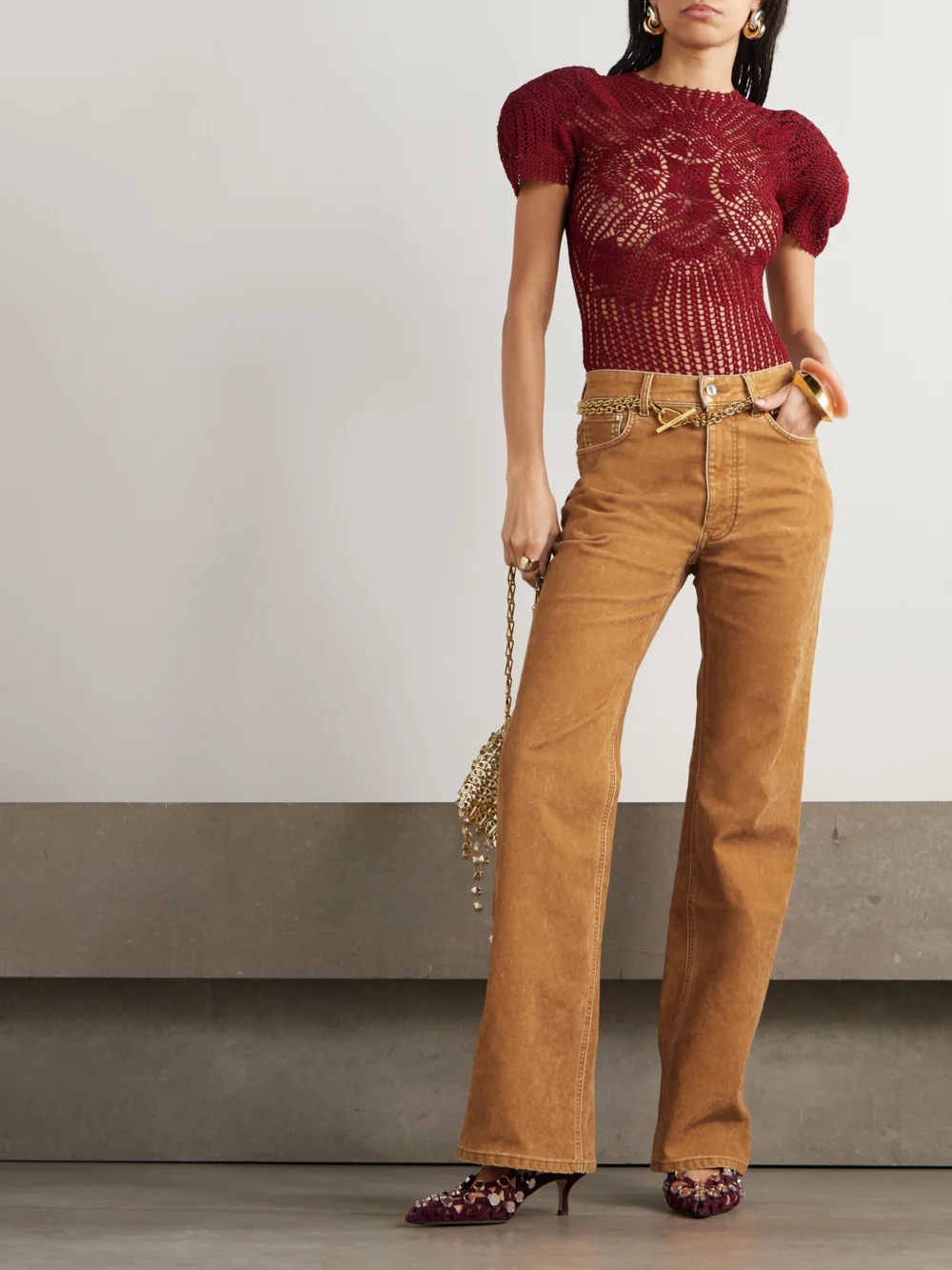 Rabanne High-rise Flared Jeans, worn by a model