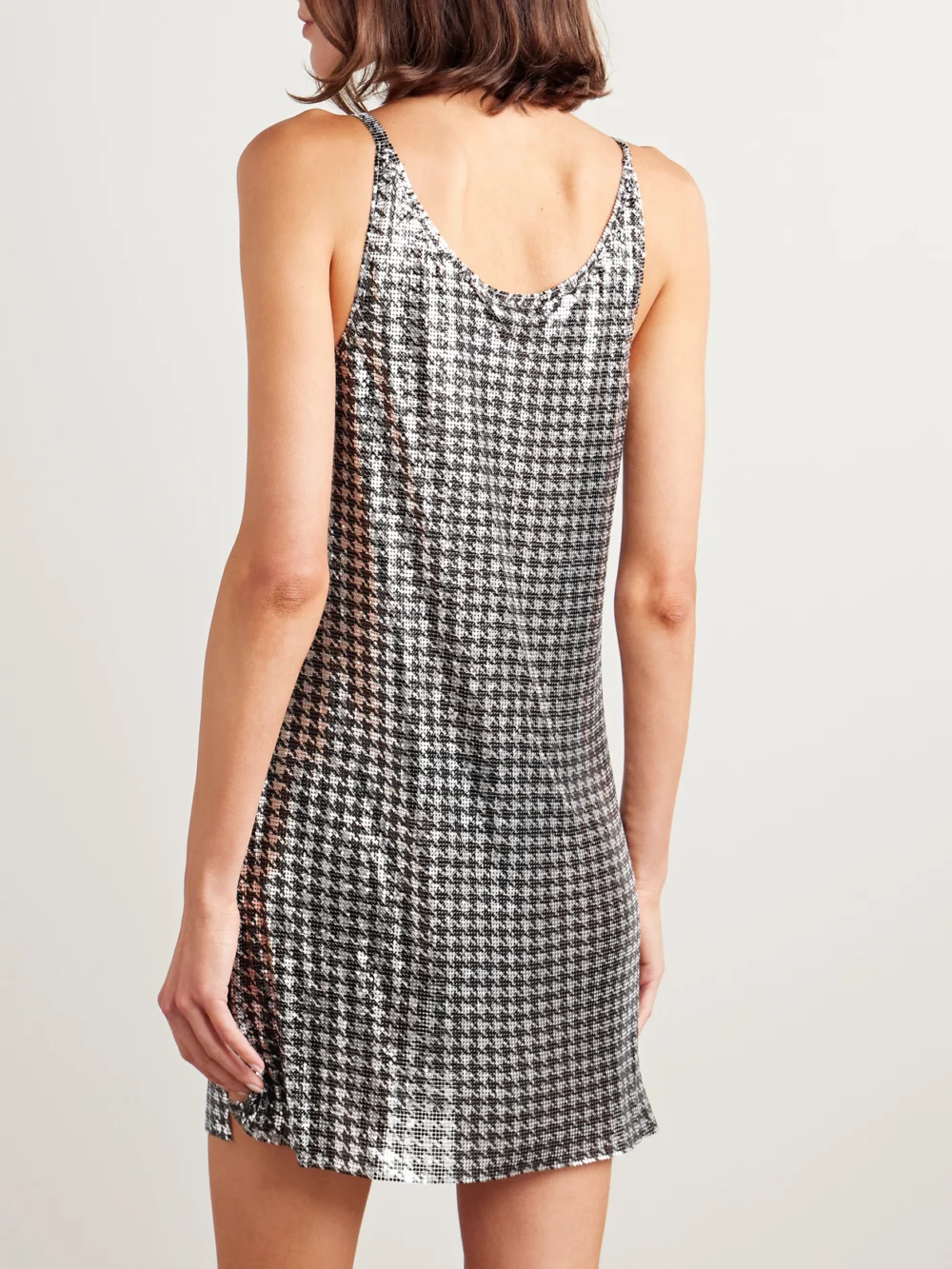Back view of the Rabanne Houndstooth Chainmail Mini Dress