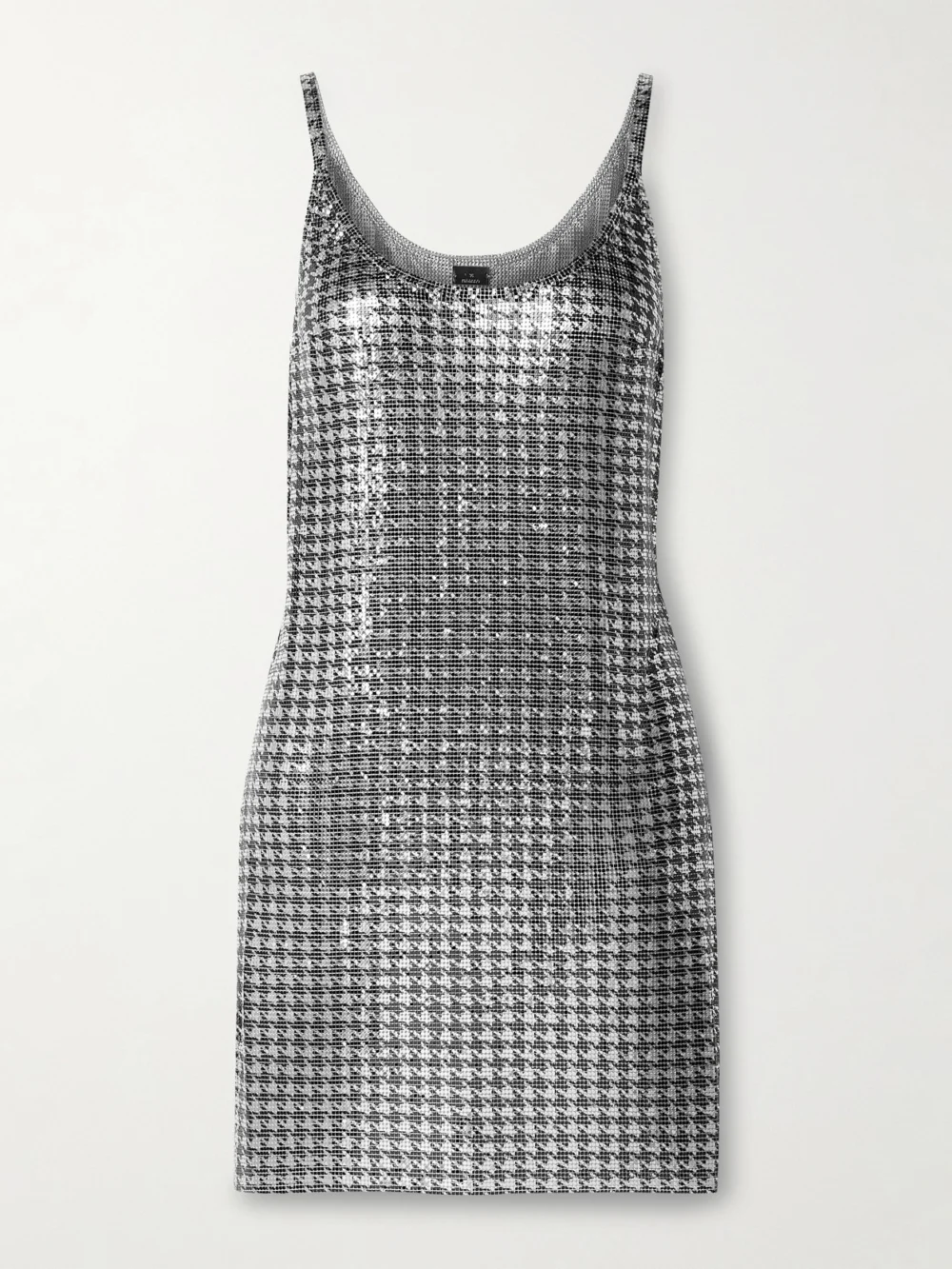 Rabanne Houndstooth Chainmail Mini Dress in silver