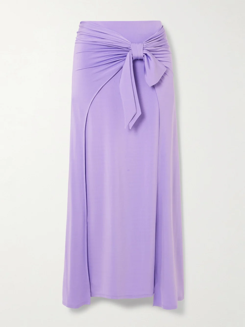 Rabanne Knotted Gathered Stretch-jersey Maxi Skirt in purple