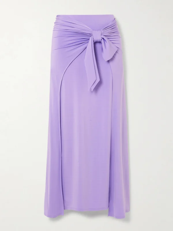 Rabanne Knotted Gathered Stretch-jersey Maxi Skirt