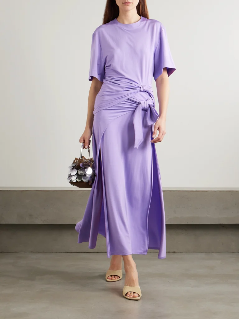 Rabanne Knotted Gathered Stretch-jersey Maxi Skirt