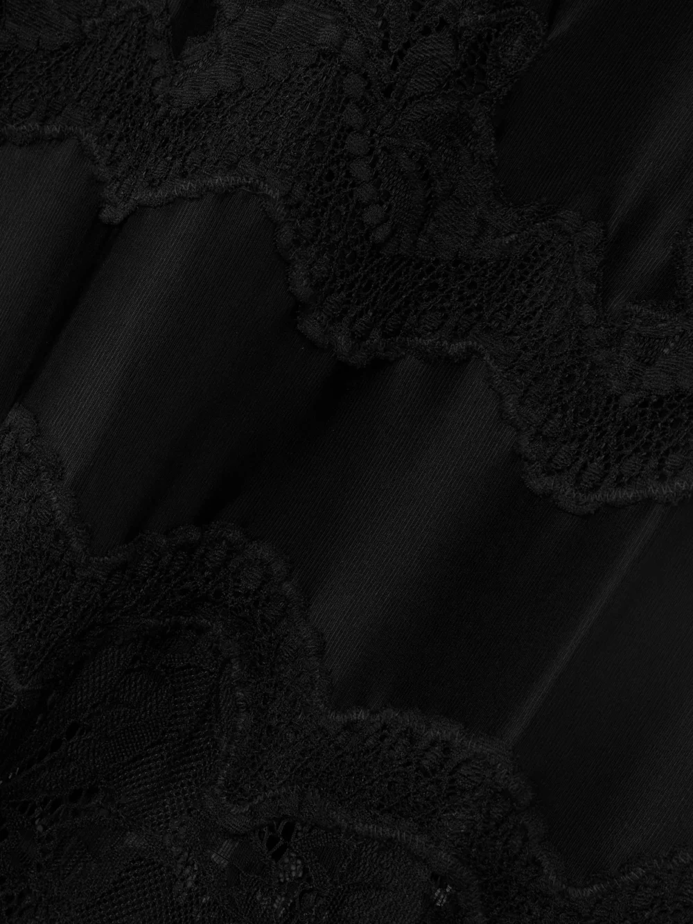 Close-up detail of the Rabanne Lace-trimmed Silk-satin Maxi Dress