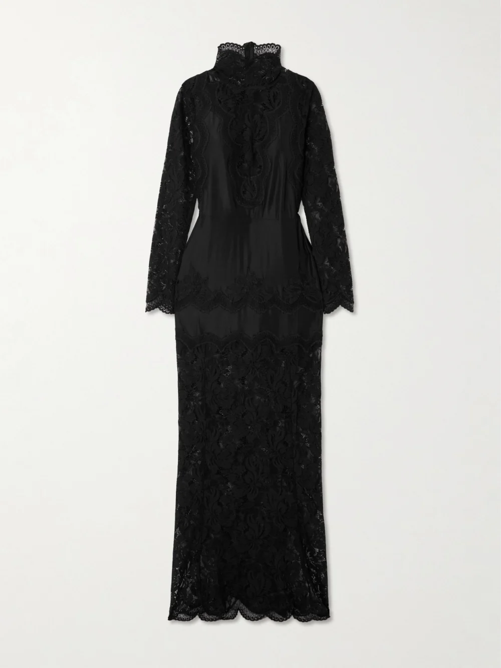 Rabanne Lace-trimmed Silk-satin Maxi Dress in black