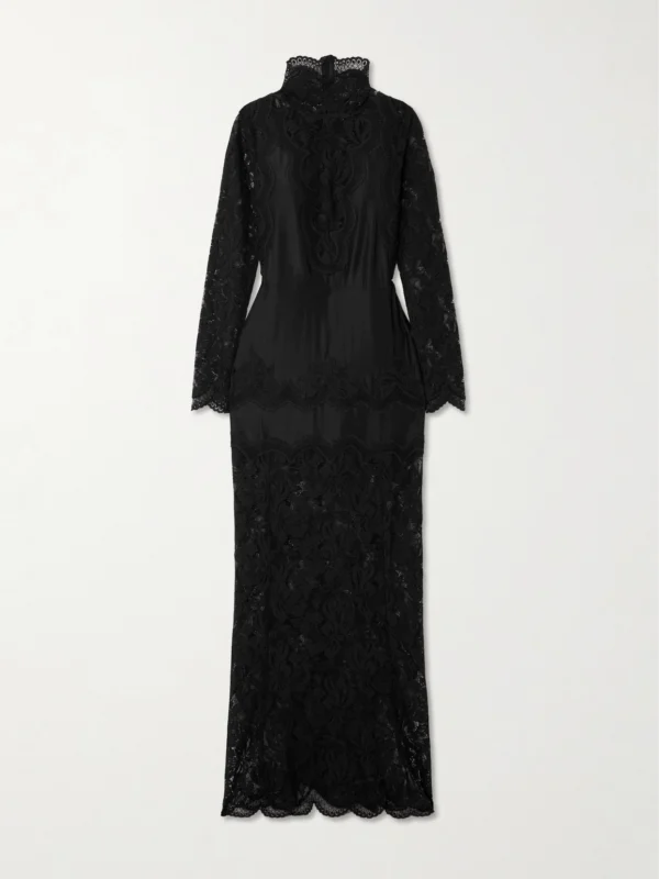 Rabanne Lace-trimmed Silk-satin Maxi Dress