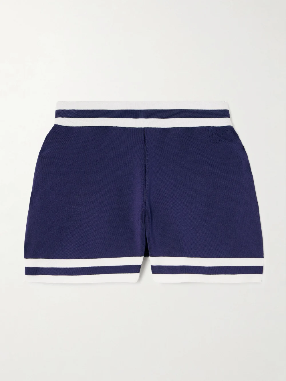 Rabanne Logo-intarsia Striped Ribbed-knit Shorts in blue