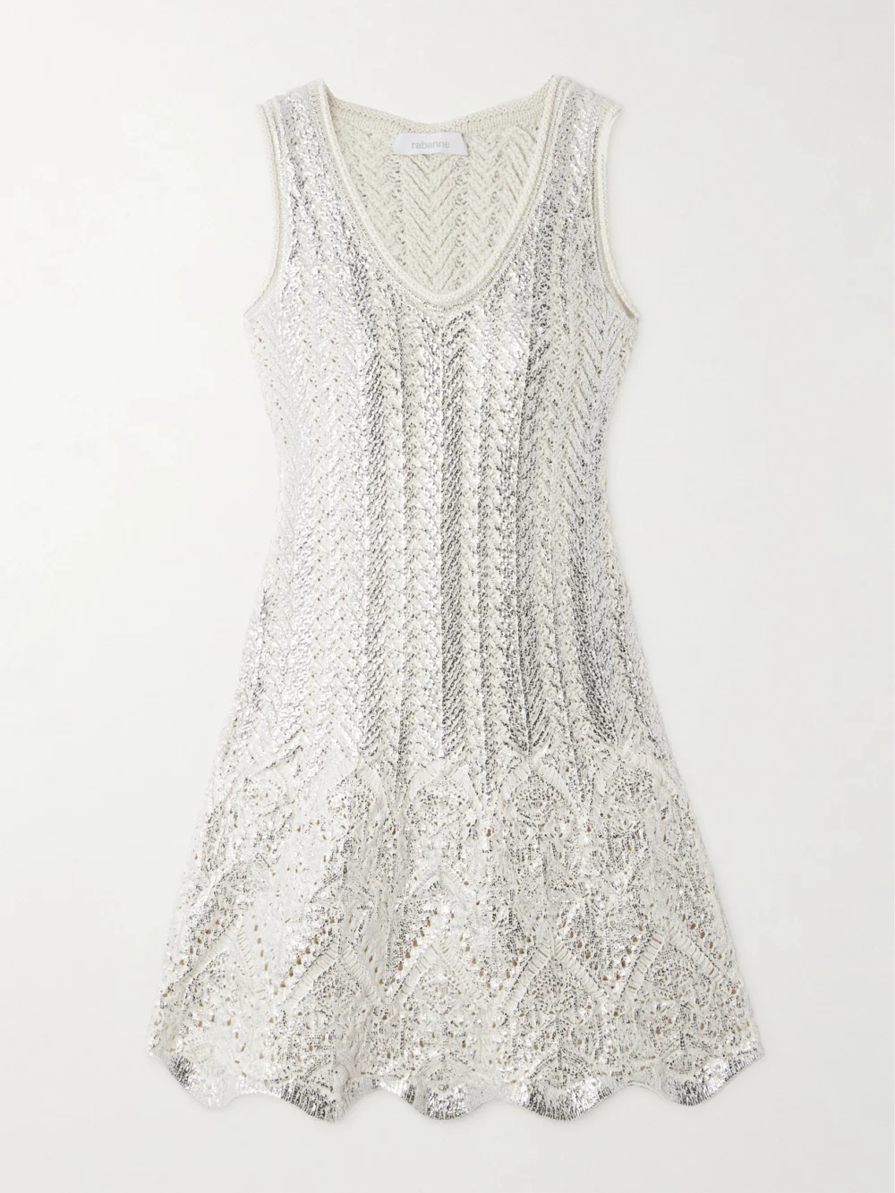 Rabanne Metallic Cotton-blend Mini Dress in silver
