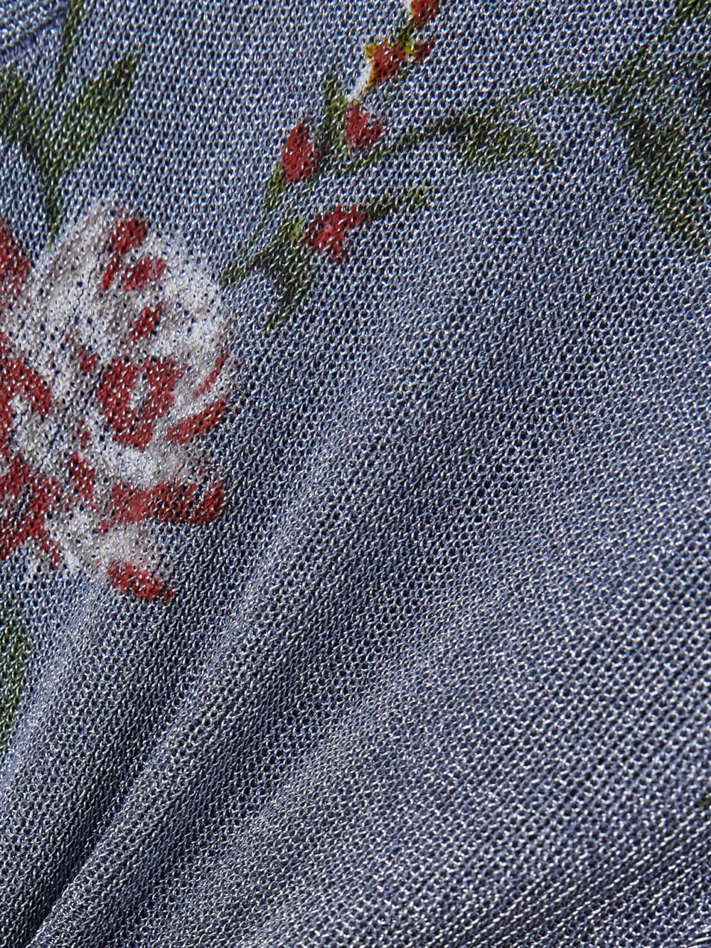 Close-up detail of the Rabanne Metallic Floral-print Knitted Cardigan