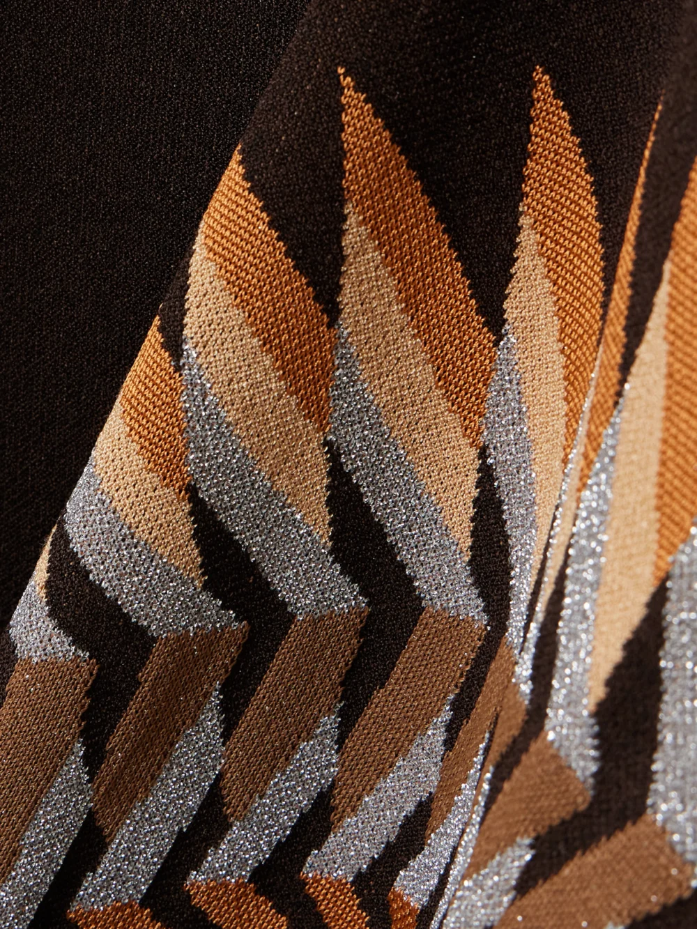 Close-up detail of the Rabanne Metallic Jacquard-knit Maxi Dress