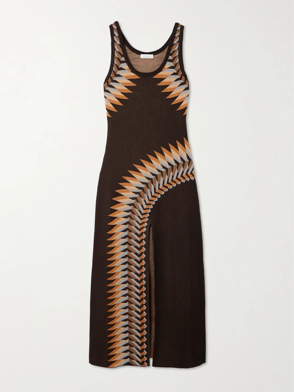 Rabanne Metallic Jacquard-knit Maxi Dress in brown