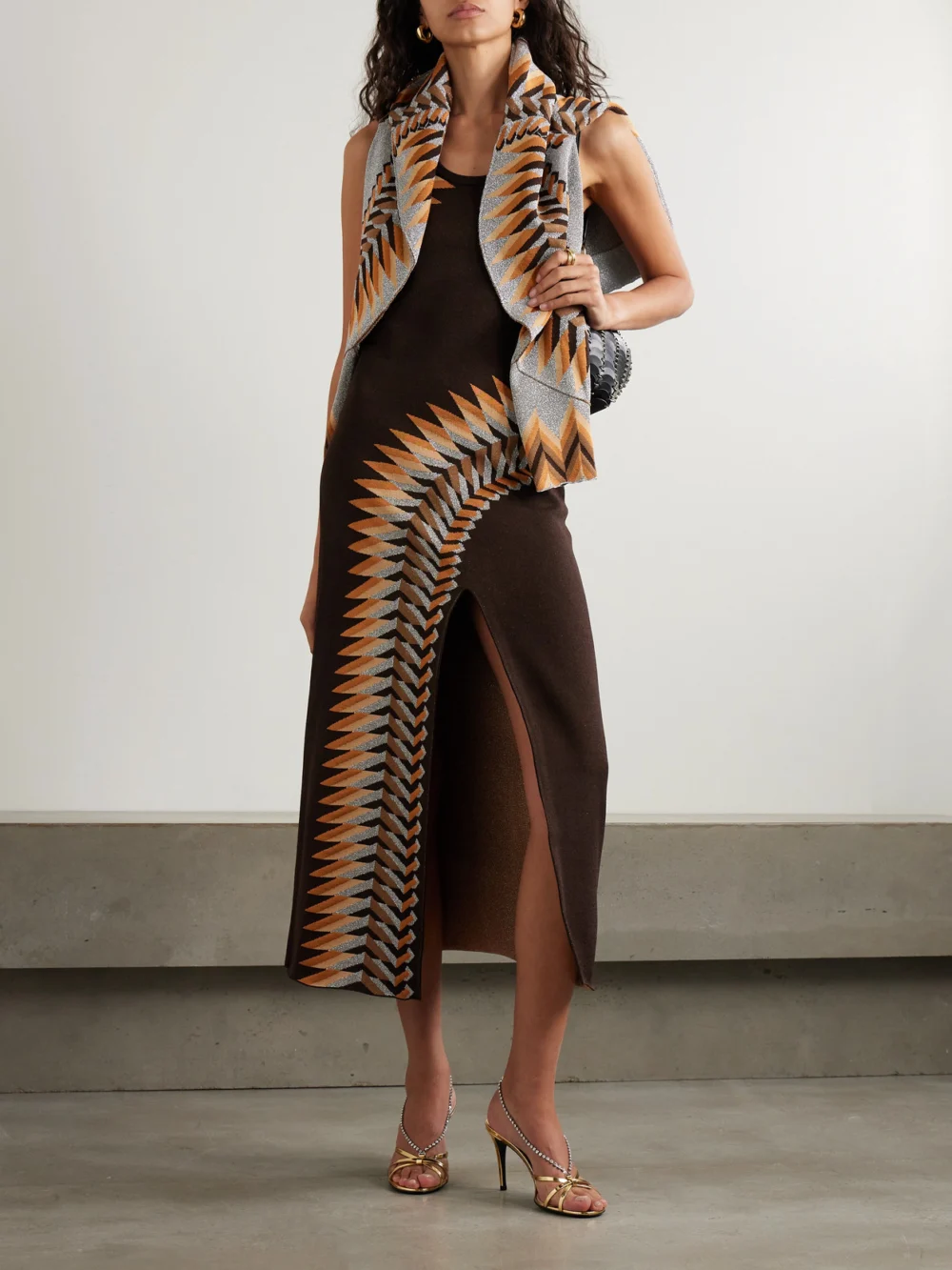 Rabanne Metallic Jacquard-knit Maxi Dress, worn by a model