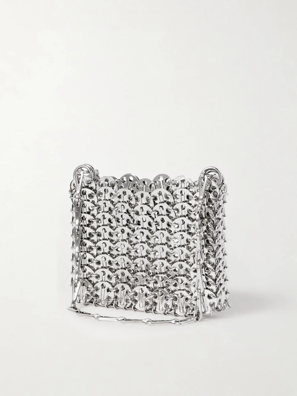 Back view of the Rabanne Nano 1969 Paillette-embellished Chainmail Shoulder Bag