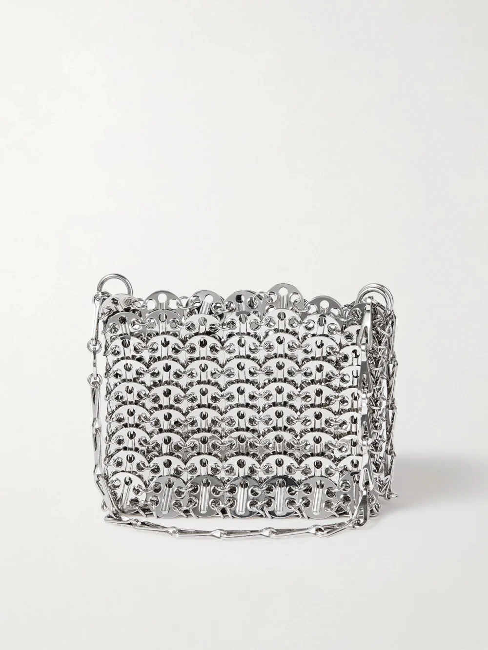 Rabanne Nano 1969 Paillette-embellished Chainmail Shoulder Bag in silver