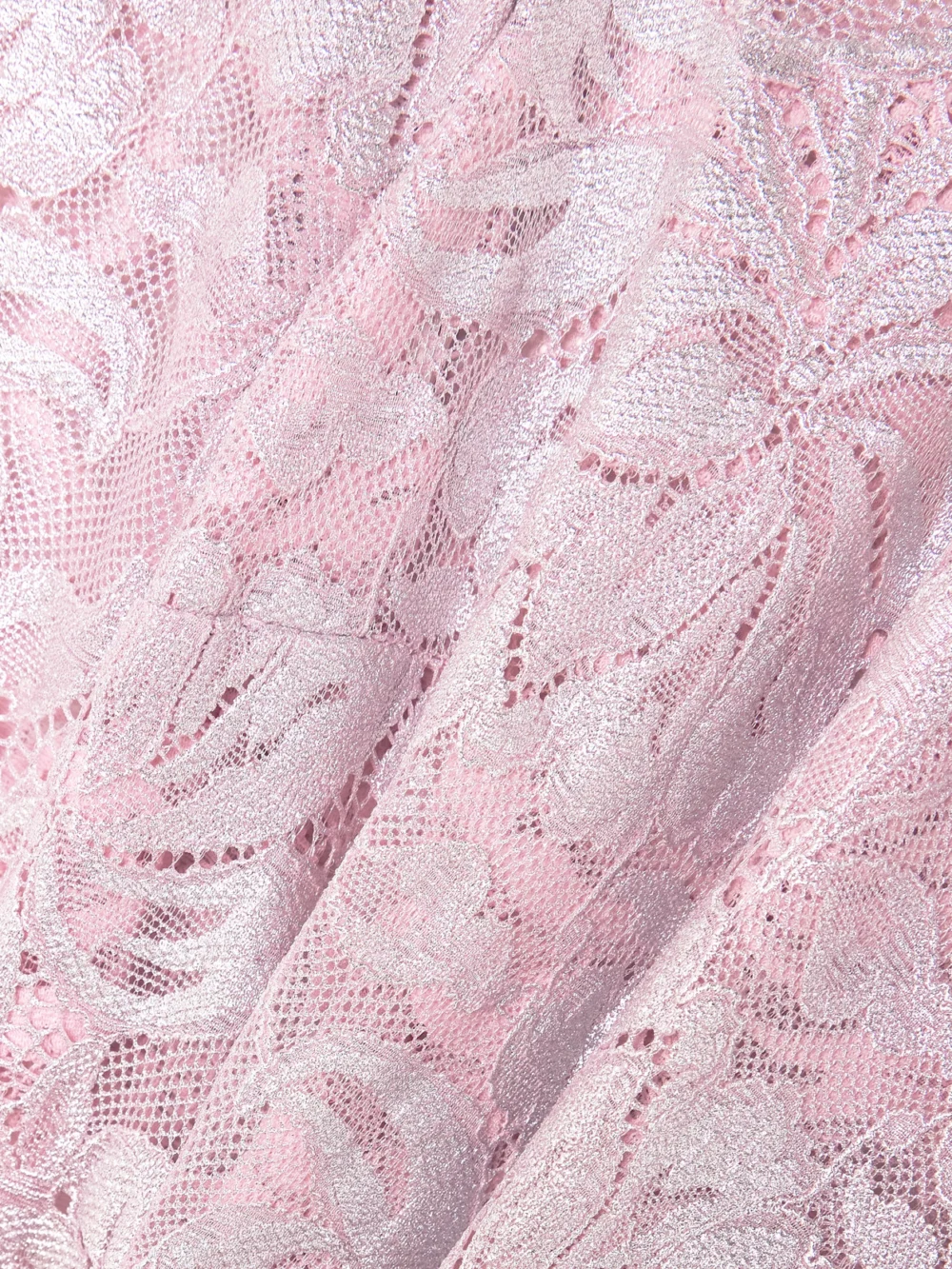 Close-up detail of the Rabanne Off-the-shoulder Metallic Stretch-lace Top