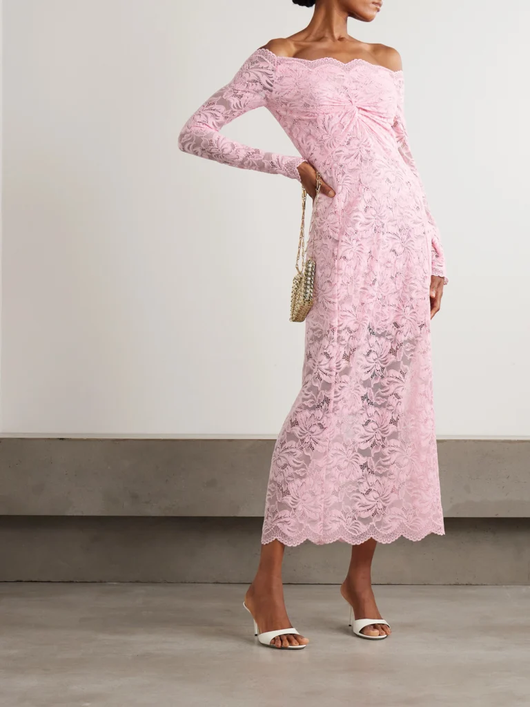 Rabanne Off-the-shoulder Stretch-lace Midi Dress