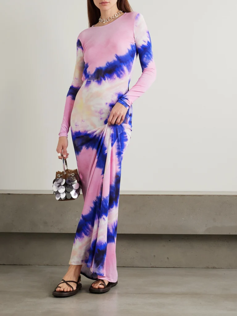 Rabanne Open-back Tie-dyed Stretch-crepe Maxi Dress