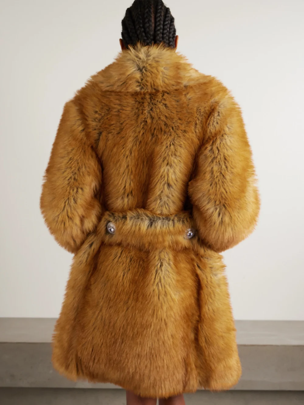 Back view of the Rabanne Oversized Embellished Plush Coat