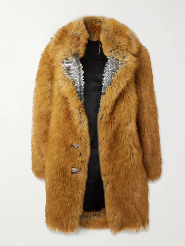 Rabanne Oversized Embellished Plush Coat