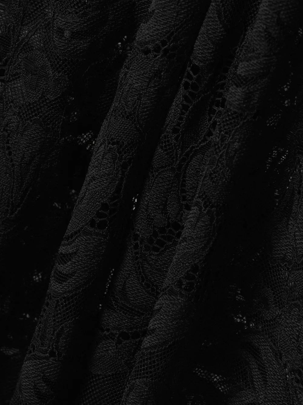 Close-up detail of the Rabanne Pintucked Scalloped Lace Maxi Dress