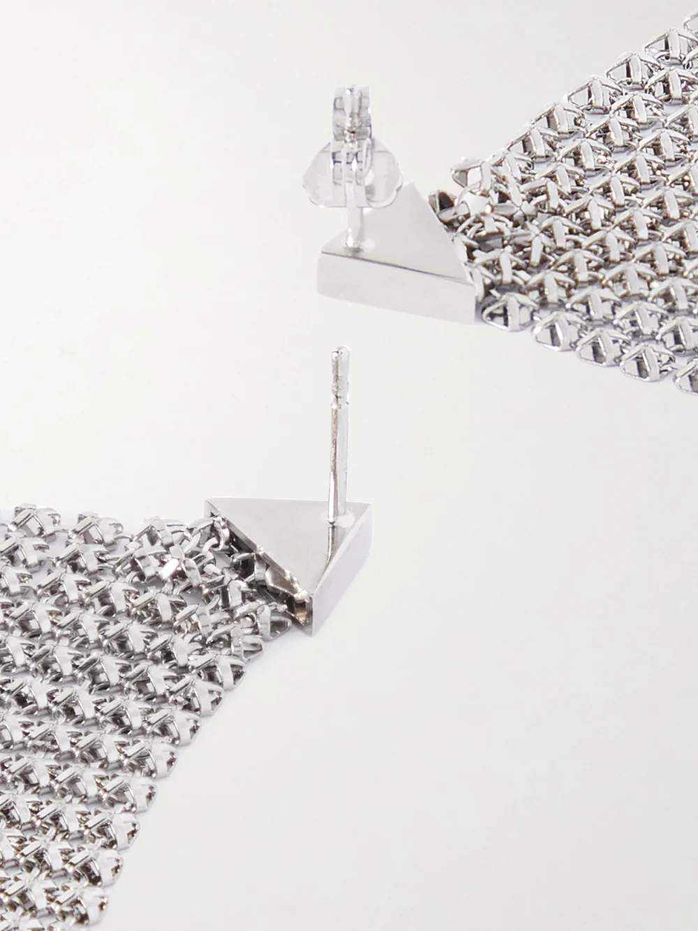 Back view of the Rabanne Pixel Flow Silver-tone Earrings