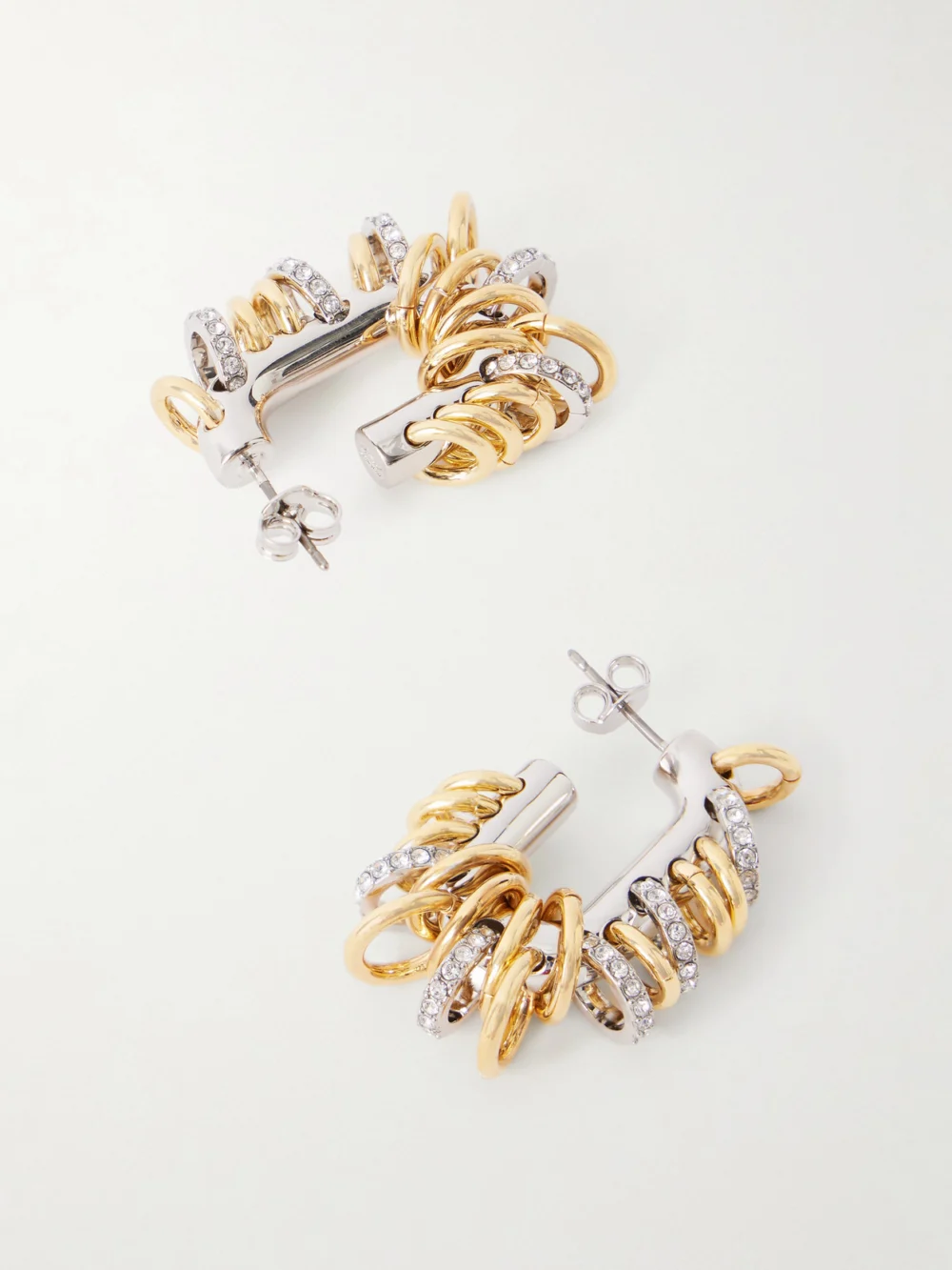 Back view of the Rabanne Punk Xl Two-tone Silver and Gold Earrings